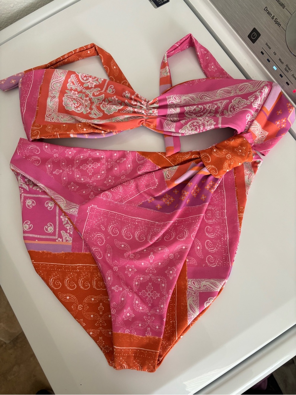 SKATIE Pink & Orange Bandana-Print One-Piece Swimsuit